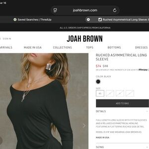 Joah Brown Rushed Asymmetrical Long Sleeve Black S/M NWT